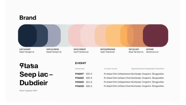A visual representation of a brand's color palette with hex codes and typography choices featuring heading and body font examples.