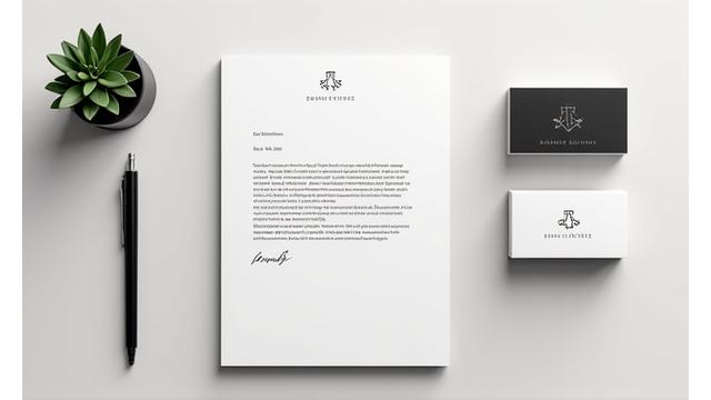 Mockup of professional business stationery including business cards, letterhead, and envelopes featuring a custom brand identity.