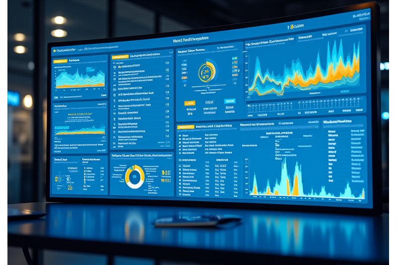 A detailed analytics dashboard displaying website traffic, conversions, and user behavior metrics.