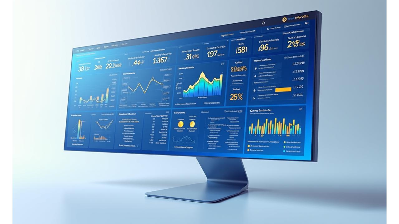 Interactive marketing performance dashboard showing significant growth in traffic and conversions.