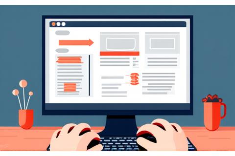 Illustration of a person using a keyboard to navigate a website, with clear visual focus outlines highlighting interactive elements. The design emphasizes ease of use and logical flow, suitable for keyboard-only users.