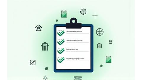 Iconographic representation of a WCAG compliance checklist with multiple green checkmarks, signifying successful adherence to accessibility standards. The aesthetic is clean, professional, and confidence-inspiring.
