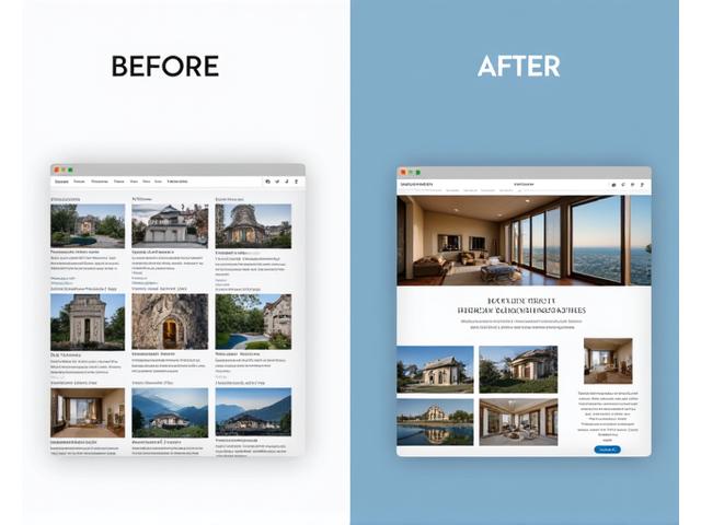 Before and after website designs for Solara Realty