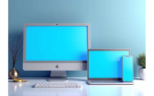 Multiple device screens showing a single website adapting perfectly across desktop, tablet, and mobile, highlighting responsive design.