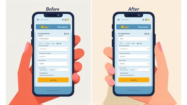 Before and After comparison of an e-commerce checkout flow, showing a simplified 'after' version.